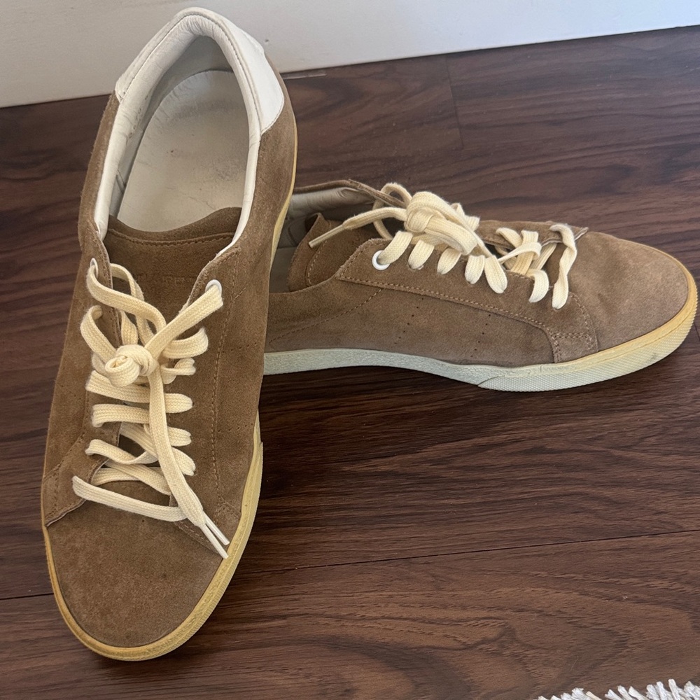 Saint Laurent Tan Suede Sneakers